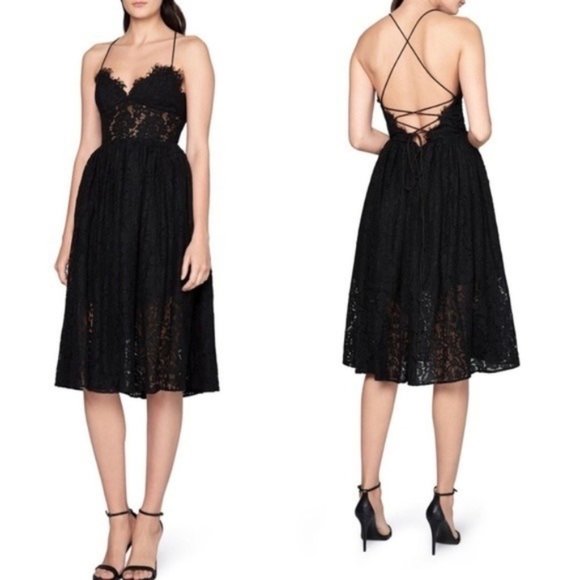 Fame and Partners Dresses & Skirts - FAME AND PARTNERS Strappy Floral Lace Midi Dress In Black Size